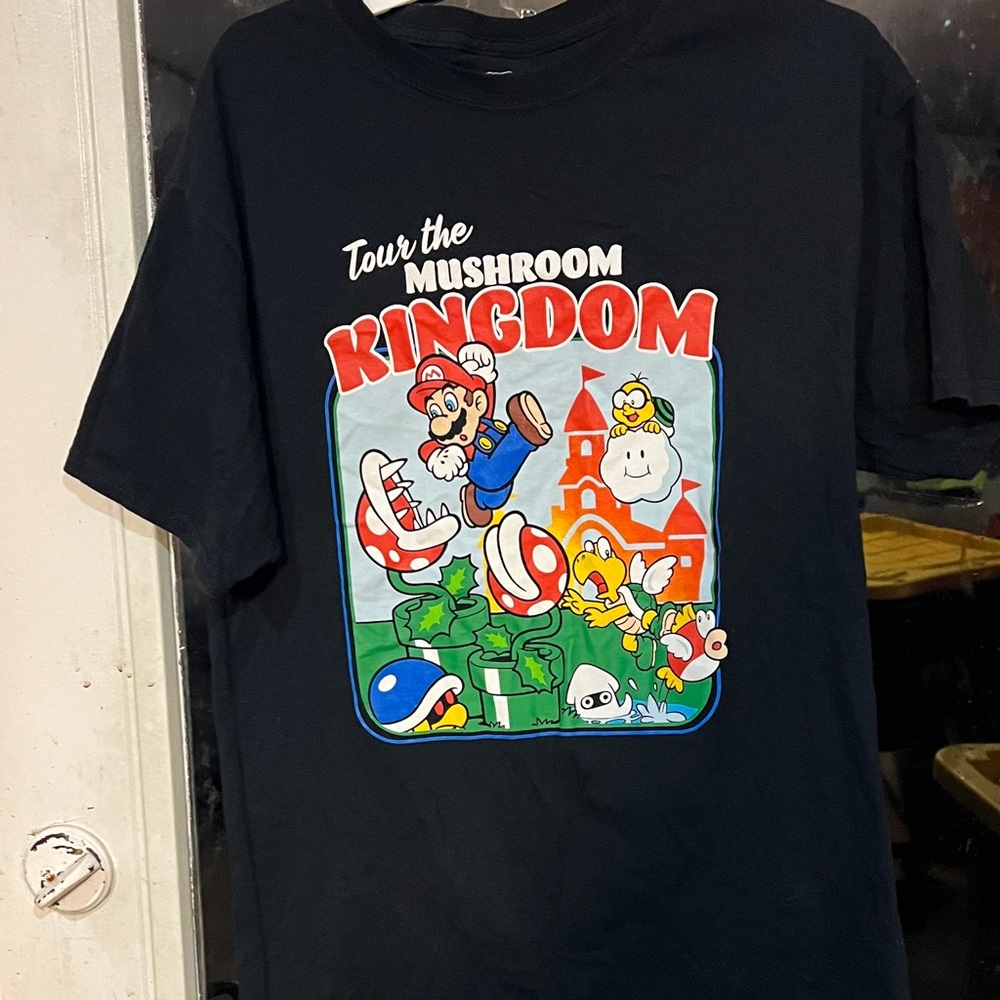 Mushroom Kingdom Adventure Black Graphic Tee